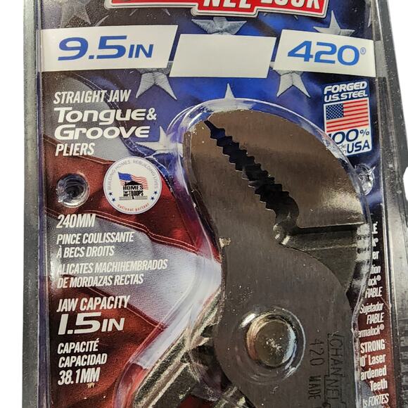 NIP Channel Lock Tongue and Groove Straight Jaw Pliers 9.5" #420 Made in USA NEW - Picture 2 of 5